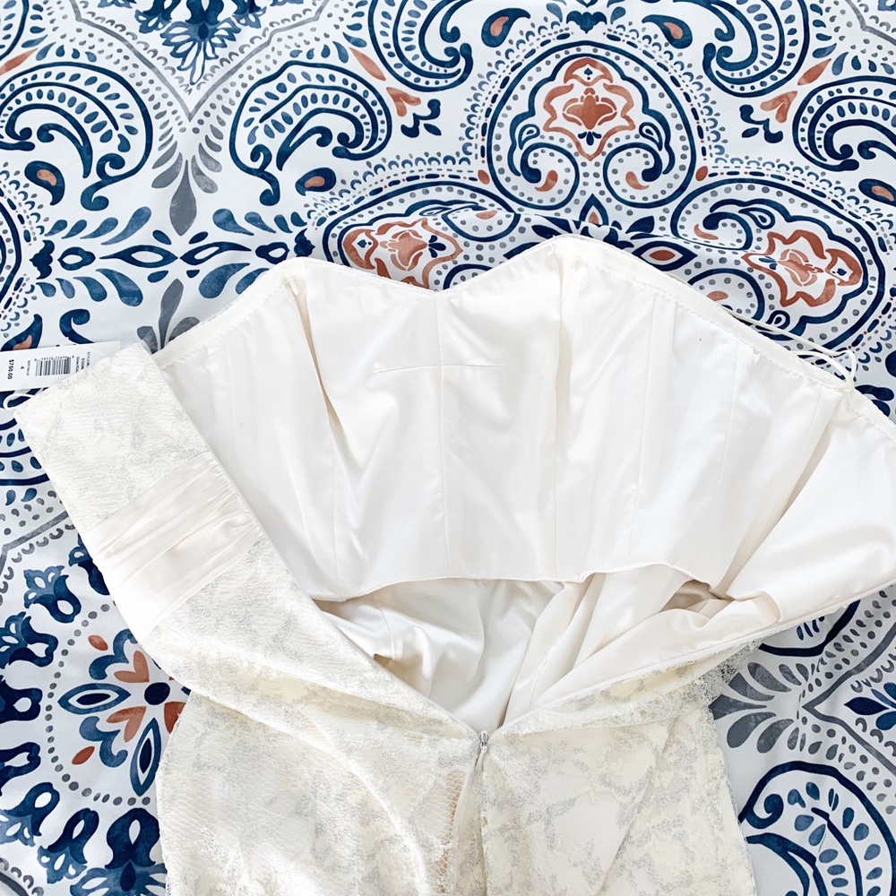 NWT Badgley Mischka Collection ivory lace strapless wedding dress 4 - Picture 5 of 11